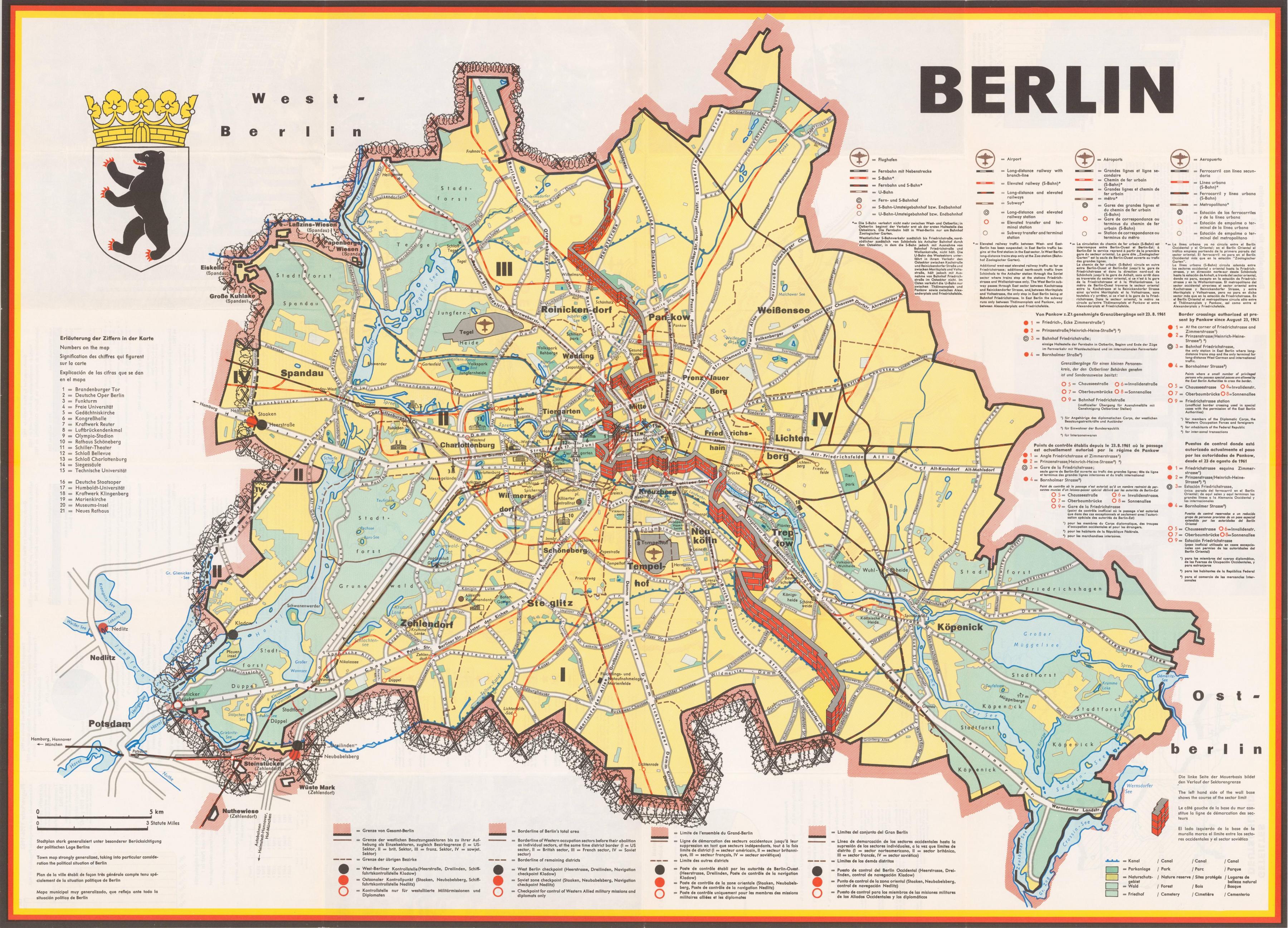 Berlinmuren karta - Karta över berlin wall rutt (Tyskland)